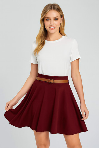 Womens belted skater skirt - womens,