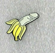Rude banana pin badge. Lapel