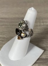 SHANKARI 925 Sterling silver quartz, citrine gemstone ring size 6.5