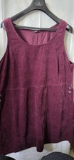 Plus Size 22 Wine Burgundy Cotton Fine Needlecord Pinafore Dress 