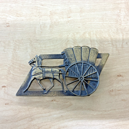 Belt buckle horse and - horse, wagon