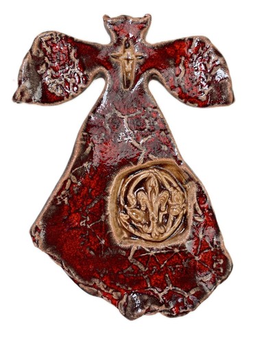 Angel red glaze clay wall - red,