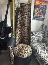 Faux Fur & Faux Leather High-Backed Tiger Print Accent Chair.  Rare.  Abstract 