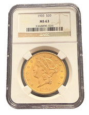US 1903 Gold $20 20 Dollars NGC MS63 Double Eagle Liberty Head