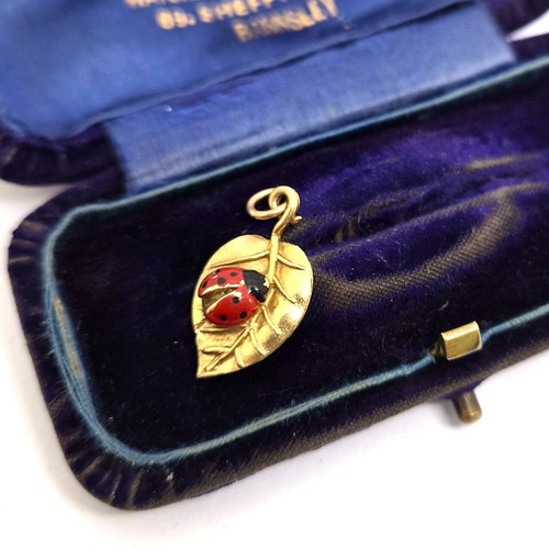 9ct gold ladybug leaf - ladybug,