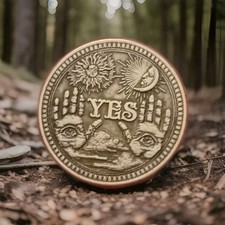 Silver Plated 'Yes or No' Fate Decision Coin Skull and Eye Design