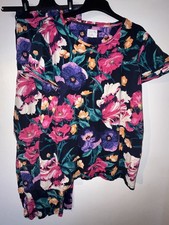 Ladies Navy Blue Floral Jersey Next Pyjamas Size XL 20-22