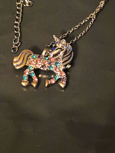 Silver tone unicorn - silver,
