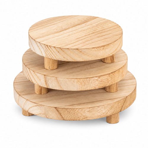 Wooden round tiered display - tiered,