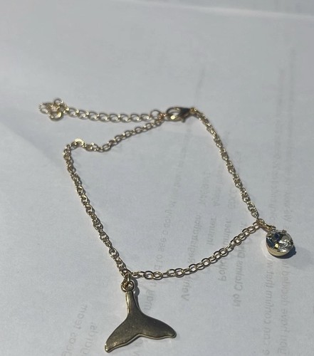 Gold tone whale mermaid - whale,