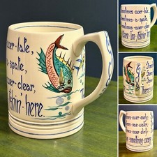 Rare Vintage Keith Murray Wedgwood Of Etruria & Barlaston Fishing Motto Tankard