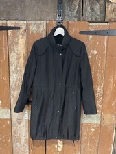 NuAge Trench Coat 3/4 Length With Hood Pockets Black Women’s Size UK 8