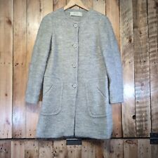 Zara Basic Button Down Mohair Wool Blend Coat Womens Grey Size XS Mid Length