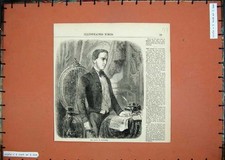 Original Old Antique Print 1857 Portrait Count Flanders Man Royal Windsor 19th