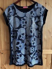 Butler & Wilson short sleeve tunic top T-shirt sequins skulls Halloween size M