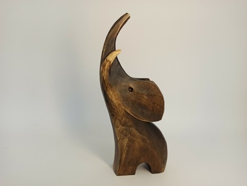 Elephant sculpture wood - elephant, 7",