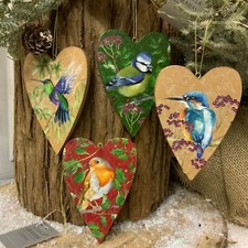 Wild Bird Wood Heart Christmas