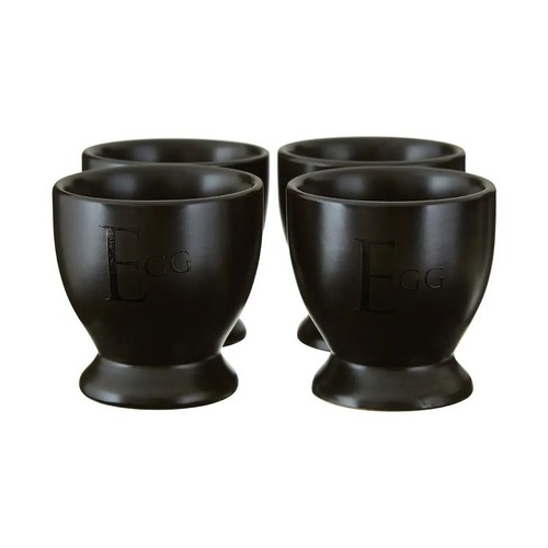 Black text egg cups - black,