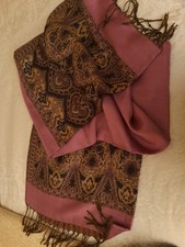 Rose Pink, Lilac and Silver Pashmina Scarf with Tassels