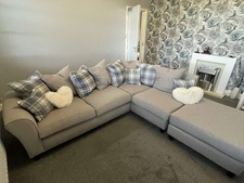 Grey fabric Corner Sofa With Footstool SCS