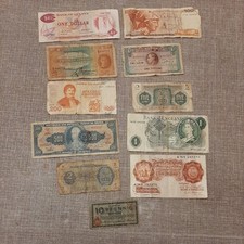 Job Lot Collection Old Foreign British and World Banknotes X 11 from 1818 onward