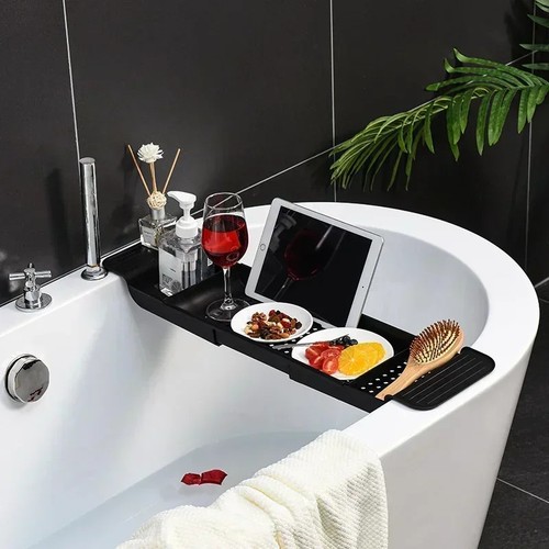 Bamboo wood bath tub rack - bath,