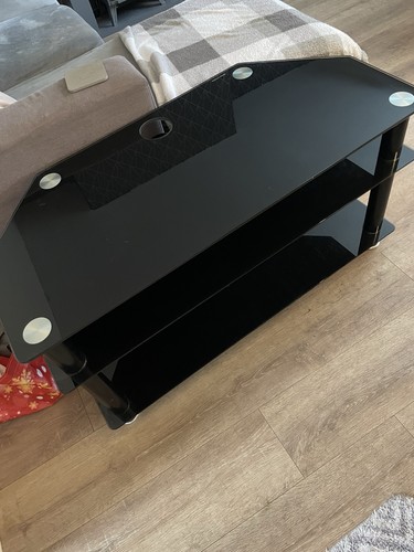 Black tier glass stand - glass, tv