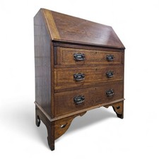 Inlaid oak writing bureau -