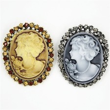 New Style Party Queen Lady Vintage Victorian Design Cameo Bronze Brooch Pin