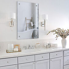 Frameless Unframed Bathroom Mirror with Pre Drilled Holes & Wall Hanging Fixings