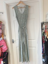 LAURA ASHLEY Mint Green Floral Jumpsuit Full Length With Pockets UK Size 12