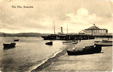The Pier Exmouth Devon With Steamer Vintage Postcard