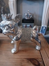 Bling Crushed Diamond Standing Bull Dog Ceramic Sparkly Shelf Sitter Ornament