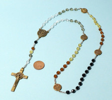Vintage Italian Catholic Rosary with Faceted Glass Beads #LVT/R1