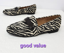 Next Womens Flat Shoes Loafers UK Size 7 Zebra Print Denim Fabric