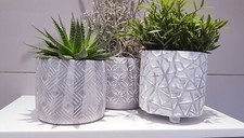 SET Concrete Pots Indoor Outdoor Plant Flower Pot Holder Home Decoration Planter