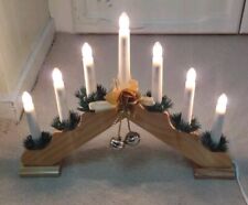 7 Light Pine Coloured Wooden Candle Bridge