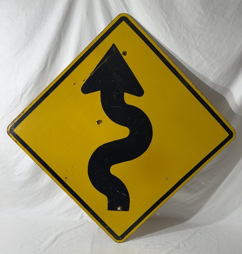 Vintage curvy road sign - sign, black