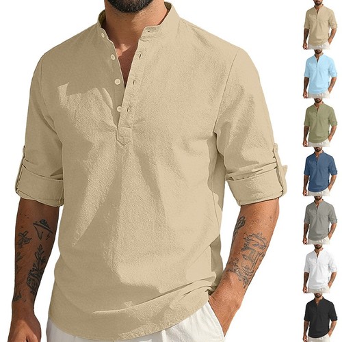 Men cotton linen grandad - men's,