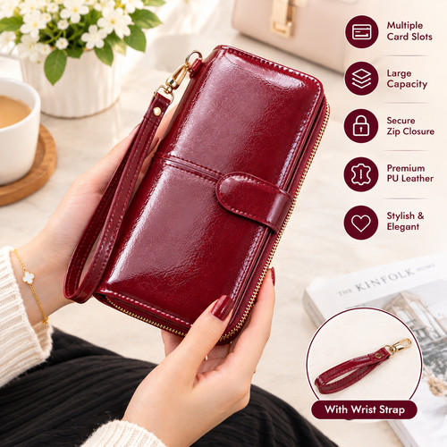 Ladies leather wallet long - ladies,