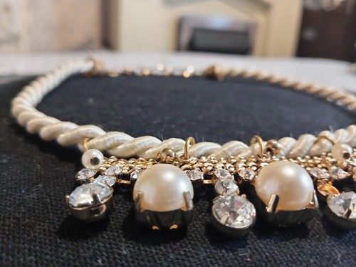 Ivory rope choker statement - rope,