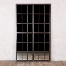 VINTAGE CAST IRON WINDOW FRAME MIRROR