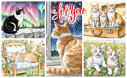 Cats with love - , greeting