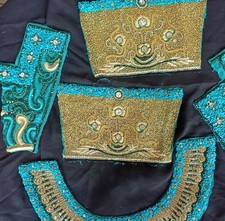 Turquoise harvested Saree/Sari Snippets. Slow Stitching/Junk Journaling/crafts