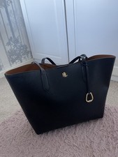 Ralph Lauren Large Black Tote Bag Leather Laptop
