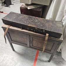 Antique Gun Case Leather - Initial L.E.H - With Cleaning Rods, Snap Caps, Oil