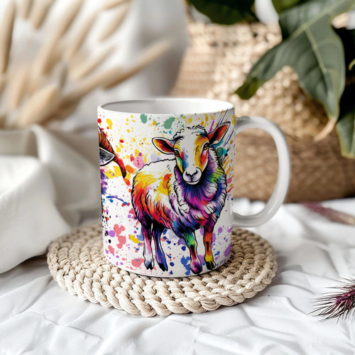 Sheep colourful 11oz ceramic - sheep,