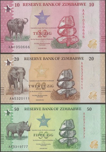 Zimbabwe note set p115 117 - note,
