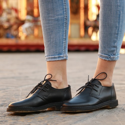 Women black leather low - women's, top