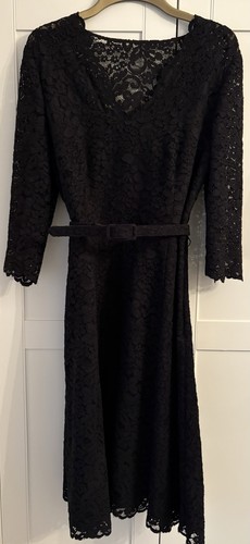 Women black lace dress - black,